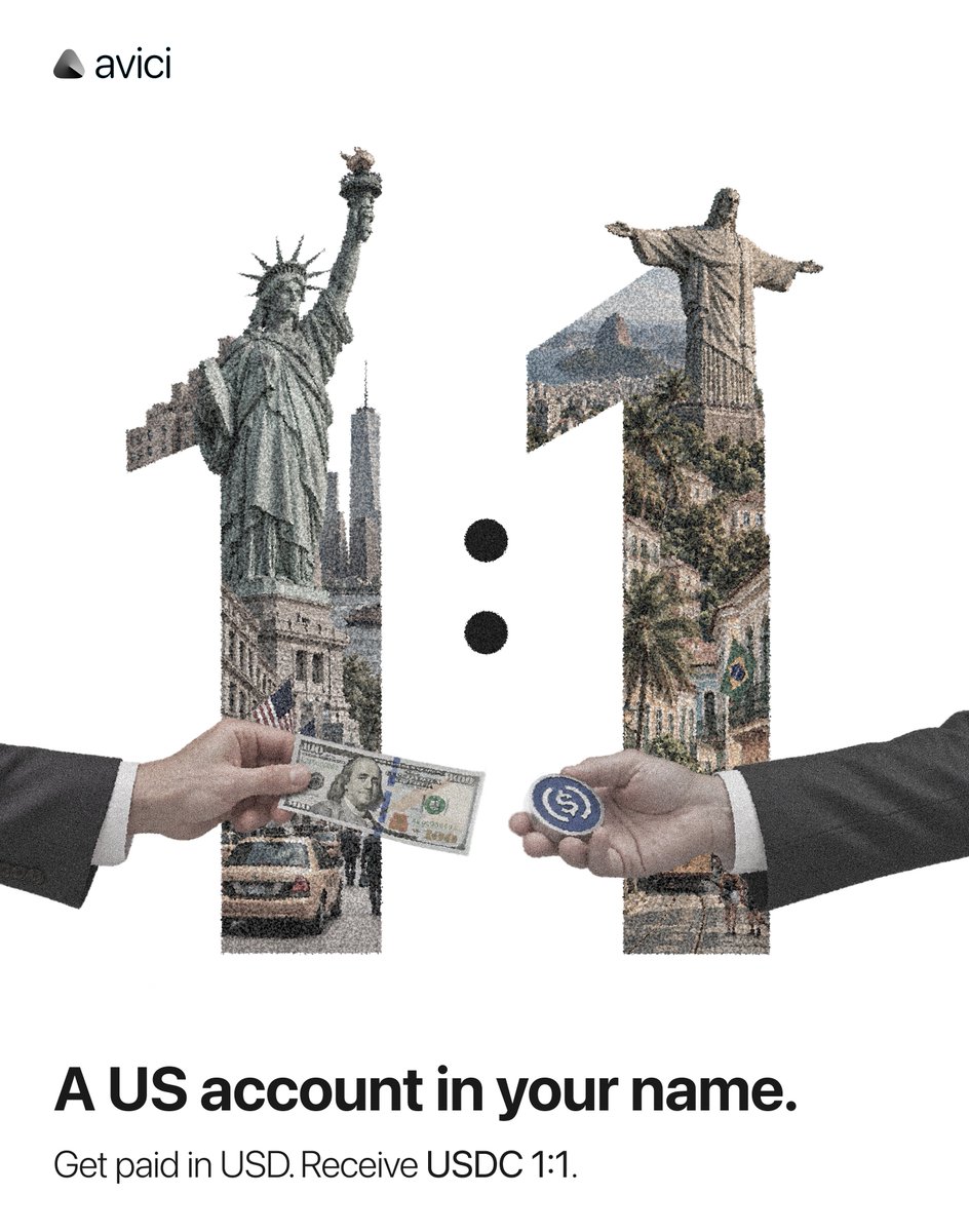 avici's tweet photo. Paid in dollars? Get a US account in your name.
It lands in Avici as USDC, 1:1. https://t.co/3Ms2rfyhAv