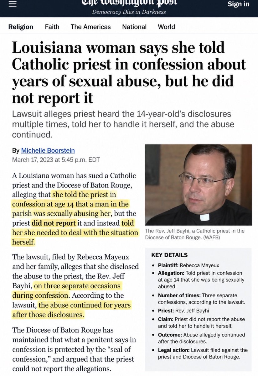 SoWhatAaaand's tweet photo. But don’t worry, the Catholic priest kept the secret. The child just needed to keep suffering so the abuser’s confession could remain sacred. Priorities…. https://t.co/5aGdGnQBz0