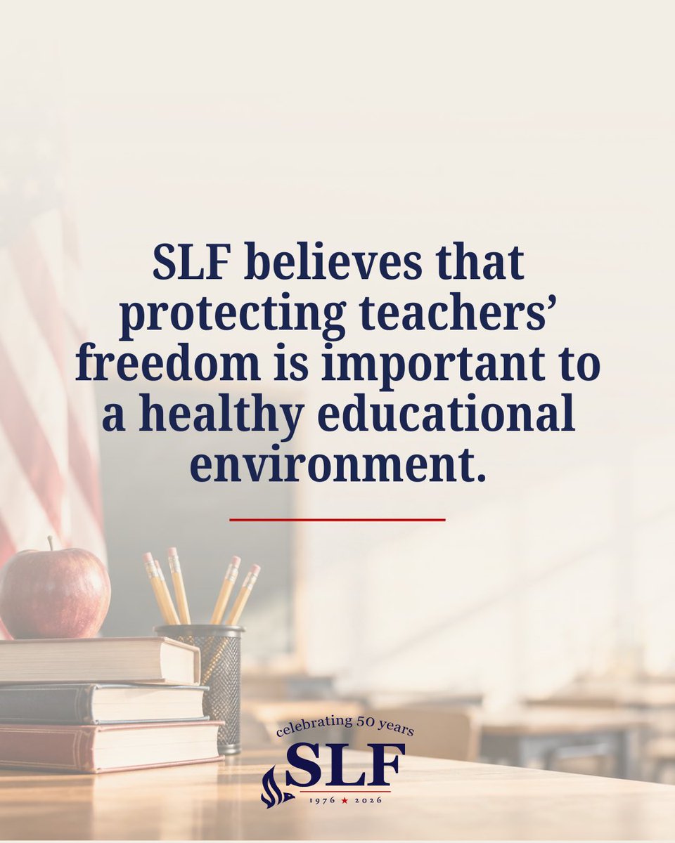 slf_liberty's tweet photo. SLF wants teachers to know their constitutional rights don’t end when they walk into a school building.

That’s why we’ve fought to defend educators’ First Amendment and Equal Protection rights in cases like Henderson v. Springfield Public Schools and Deemar v. Evanston/Skokie School District 65.

This World Teachers’ Day, we’re proud to stand with teachers and defend their constitutional rights.