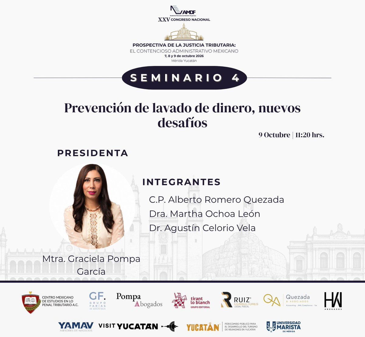 AMDF4's tweet photo. ¿Cuáles son los nuevos desafíos de la prevención de lavado de dinero en México?

Este será el tema del Seminario 4 presidido por la Mtra. Graciela Pompa García.

📅 9 oct. | 11:20 h
📍 Universidad Marista de Mérida https://t.co/yoivUNZc1W