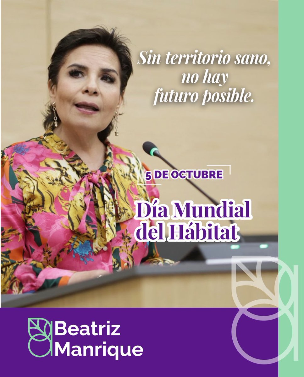 BetyManrique's tweet photo. En el #DíaMundialDelHábitat, reafirmo que no puede haber justicia social sin justicia ambiental🌿🏘️

Desde la Comisión de Medio Ambiente del @CongresoPue, trabajamos para impulsar ciudades resilientes y  donde el desarrollo urbano respete y proteja nuestra riqueza natural. https://t.co/KQcxIUA5EG