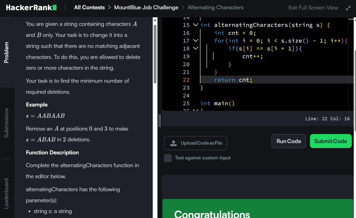 Muskanm_1227's tweet photo. Day 150/150 #150DaysOfCode | Daily DSA Practice β‘
1. Alternating Characters: O(N) TC | O(1) SC
2. Pangrams: O(N) TC | O(1) SC
3. Beautiful Binary String: O(N) TC | O(1) SC
4. Utopian Tree: O(1) TC | O(1) SC
Breakdown below π
#DSA #HackerRank #Cpp #Coding #Assessment https://t.co/M0ytoYyfmv