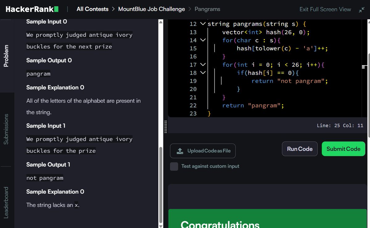 Muskanm_1227's tweet photo. Day 150/150 #150DaysOfCode | Daily DSA Practice β‘
1. Alternating Characters: O(N) TC | O(1) SC
2. Pangrams: O(N) TC | O(1) SC
3. Beautiful Binary String: O(N) TC | O(1) SC
4. Utopian Tree: O(1) TC | O(1) SC
Breakdown below π
#DSA #HackerRank #Cpp #Coding #Assessment https://t.co/M0ytoYyfmv
