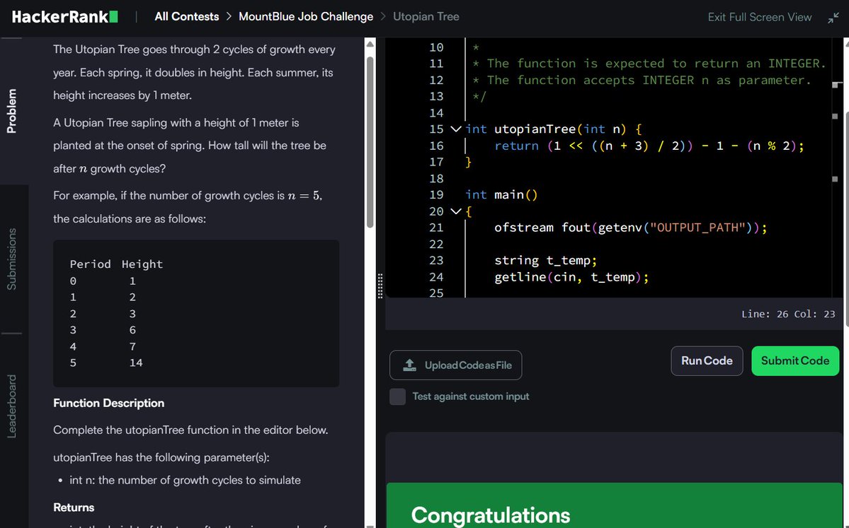 Muskanm_1227's tweet photo. Day 150/150 #150DaysOfCode | Daily DSA Practice β‘
1. Alternating Characters: O(N) TC | O(1) SC
2. Pangrams: O(N) TC | O(1) SC
3. Beautiful Binary String: O(N) TC | O(1) SC
4. Utopian Tree: O(1) TC | O(1) SC
Breakdown below π
#DSA #HackerRank #Cpp #Coding #Assessment https://t.co/M0ytoYyfmv