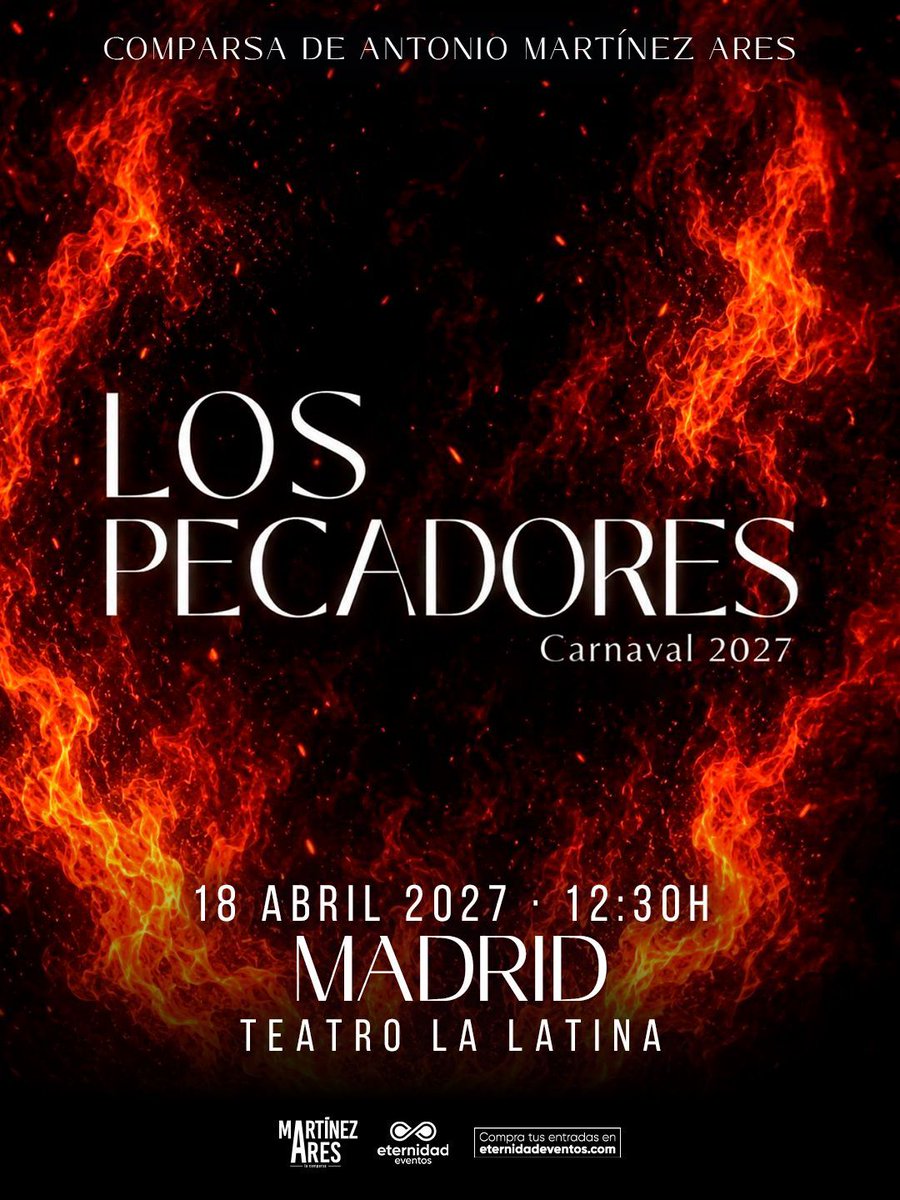 ComparsaAres's tweet photo. 📍 MADRID

┌ 📅 18 de Abril
├ 🧬 Los Pecadores
├ 🎭 Teatro La Latina
└ ⏰ 12:30H

🎟 Entrada: https://t.co/Z4s1mF3nUJ https://t.co/iAc1yYRIC2