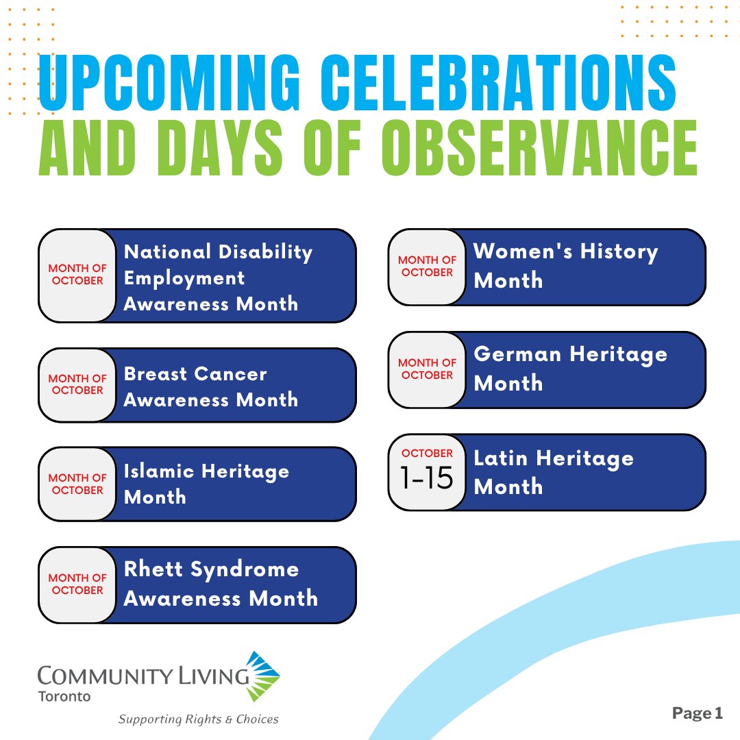 CLToronto's tweet photo. 🍂 October is here, and that means we've got you covered with a list of celebrations and days of observance for this month. Don't forget to add them to your calendar. 📅 https://t.co/owfBs8WdvR