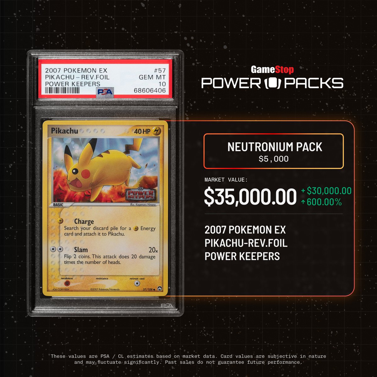 powerpacks's tweet photo. Just pulled. ⚡️⚡️

A 2007 PSA 10 Pikachu Rev. Foil from a Neutronium Pack. https://t.co/9ZvYjpwXVb