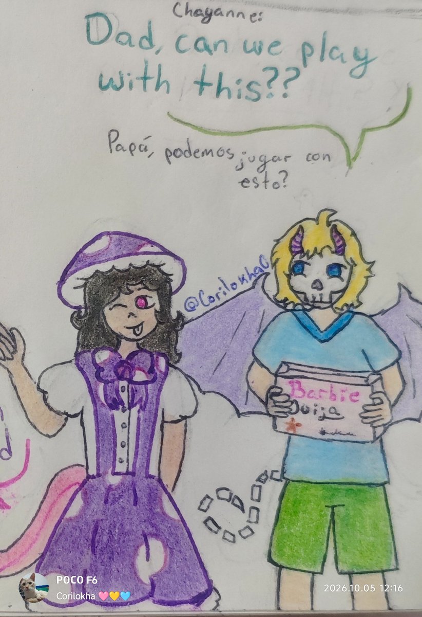 Corilokha0's tweet photo. Día 5 🎉
Me acord�� de la ouija de barbi (escrito mal a propósito) y se me ocurrió una pendejada con los niños jajs
#deathduotober #deathduofanart #qsmpeggs #talullahfanart #ChayanneFanart https://t.co/5oq8F7MvC5