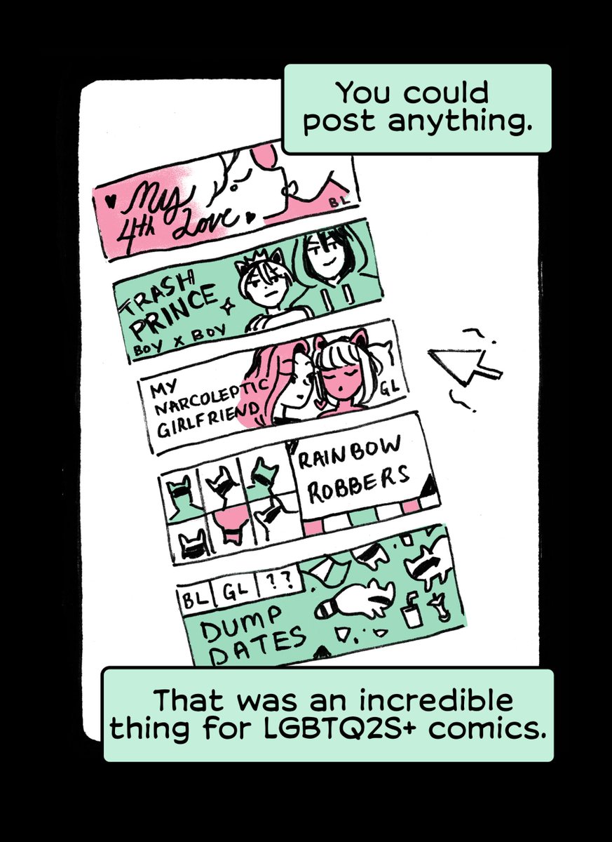 raspberryhazel's tweet photo. our last comic page is (checks notes) still banned on webtoon!  

so what a perfect time to share this comic we made earlier this year about online censorship (webcomic edition). https://t.co/65vBJk9wQb