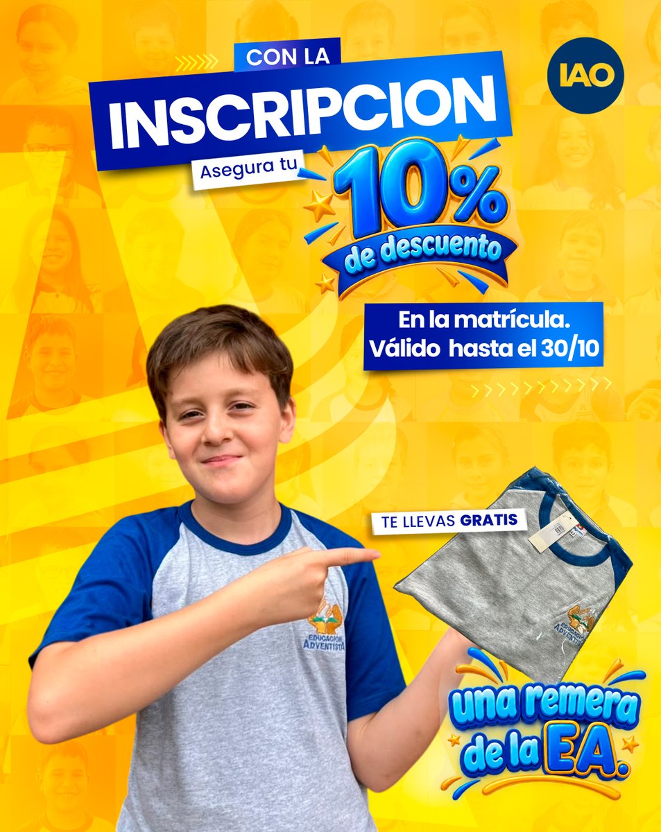 EducacionIAO's tweet photo. #𝑴𝒂𝒕𝒓𝜾́𝒄𝒖𝒍𝒂𝒔𝑨𝒃𝒊𝒆𝒓𝒕𝒂𝒔𝑰𝑨𝑶 💪 | 🔥 Inscripciones abiertas con beneficios 🔥

¡No te quedes afuera! Inscribite hoy y llevate un combo para arrancar con todo:

👕 ¡Remera de la EA de regalo! 
💰 10% de descuento directo en el .....
https://t.co/AfOOP7GFol https://t.co/KfWVu5JgbV
