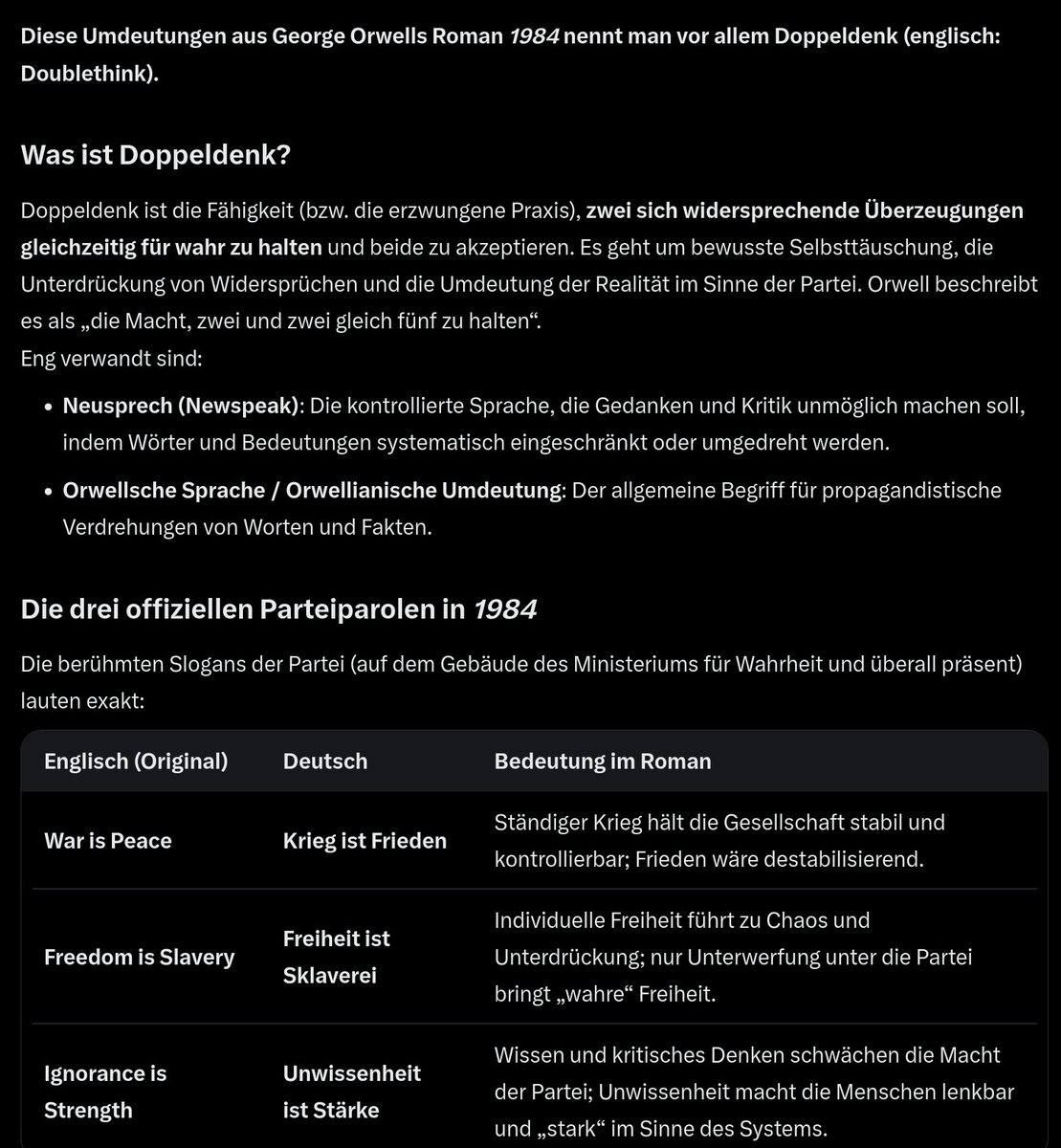 aude_quaerere's tweet photo. @PSHolstein @a_udelhoven Der Tankrabatt ist eine temporäre Steuersenkung. Dies als Subvention zu bezeichnen unterstellt, daß geringere Besteuerung bereits eine Subvention ist. Dies ist nicht die Bedeutung des Wortes (dwds de)
#Doppeldenk #Neusprech #Orwell1984 Krieg ist Frieden; Uwissenheit ist Stärke. https://t.co/04PImFzg65