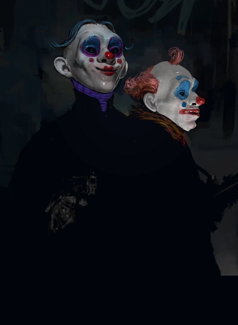 theworld_ender's tweet photo. I think when it comes to Joker’s crew they tend to look best when actual research is done to make a good majority of them look believably clown like while adding some odd one out designs like what Ghoul from return of the Joker has going on https://t.co/ik57BiJtAm