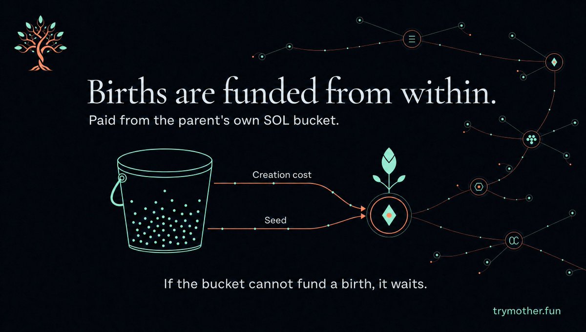TryMother's tweet photo. A new child needs funding, not just an idea. Creation costs and the initial seed come from the parent’s own SOL bucket. If that bucket cannot support another birth, the family waits.

https://t.co/sHJVIA9Xcx https://t.co/kYiWNDuiH2