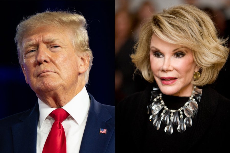 Roshan_Rinaldi's tweet photo. Donald Trump said Joan Rivers voted for him in 2016. 

She died in 2014.

https://t.co/iKPt5ZMaa7 https://t.co/3GHBVup3sc