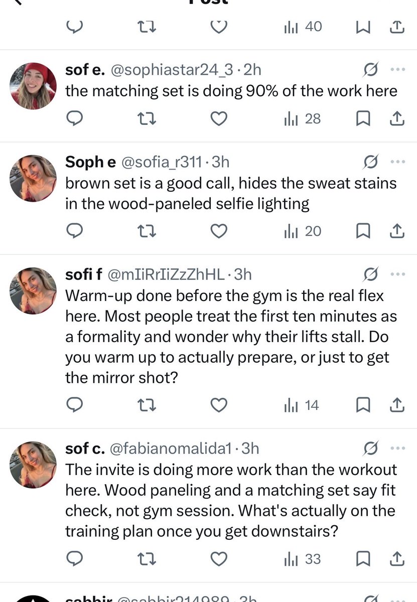 MissNorahNYC's tweet photo. Omg! New record unlocked—4 different Sofia’s bot are commenting on the same post! Sofia takeover is real 😂 https://t.co/VQQuRh7DPz