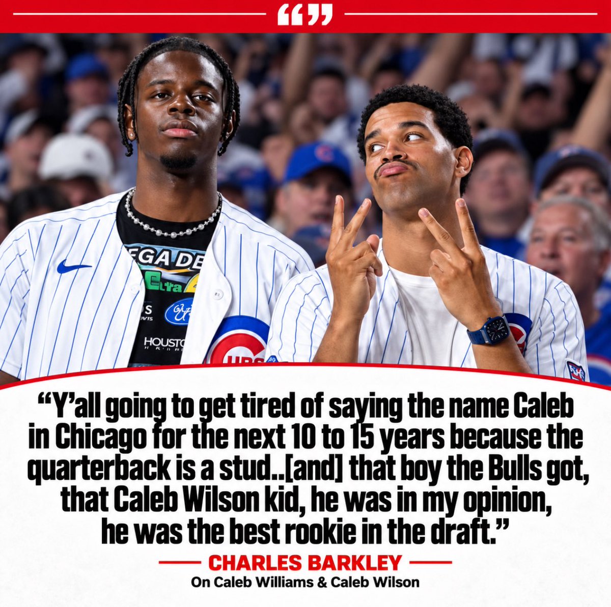 DieHard_Chicago's tweet photo. Charles Barkley is super hyped about Chicago sports. 

Caleb Williams &amp; Caleb Wilson will carry this city for the next 15 years. 

Multiple championship parades in Chicago incoming. https://t.co/NUh8wezulo
