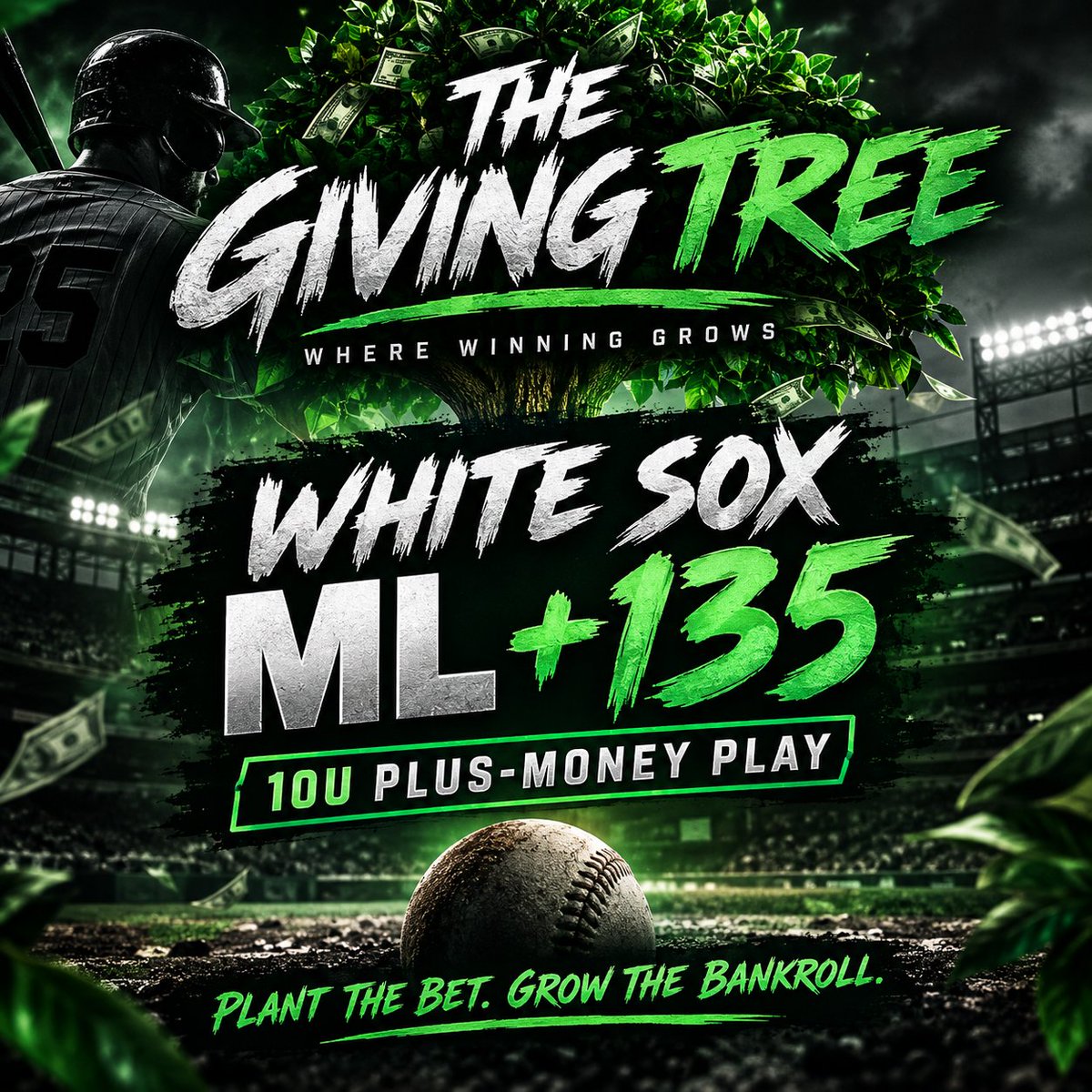 gixingtree's tweet photo. 🌳 THE GIVING TREE IS PLANTED.
🎯 WHITE SOX ML +135
💰 10U PLUS-MONEY PLAY
We’re planting this one. 💵
Now let’s watch it grow.
🌳 PLANT THE BET. GROW THE BANKROLL.
#TheGivingTree #PlusMoney #MLB #SportsBetting https://t.co/xXNEWW9VxE