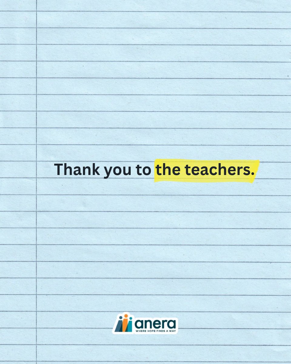 AneraOrg's tweet photo. Today marks World Teachers' Day, an annual UNESCO thematic day recognizing the essential role that teachers worldwide play in creating opportunities and hopeful futures for the next generation.

In Gaza, teachers are navigating devastation. Gaza’s education system has been devastated: over 95% of schools have been destroyed since October 2023, many have been converted into shelters, and more than 1,000 teachers and 18,000 children have lost their lives in the past two years. Additionally, 90% of Gaza’s population, including most teachers, has been displaced. Even after the ceasefire in October 2025, barriers to education remain, with humanitarian aid and school supplies still struggling to reach the region.

Anera ensures that teachers in Gaza and beyond have the resources they need to nourish young minds, from temporary learning spaces in Gaza and building kindergartens in the West Bank to training teachers in Lebanon and providing computers in Jordan.
Support teachers, students and families in need today. 

Donate at: https://t.co/chkOzpCDRQ