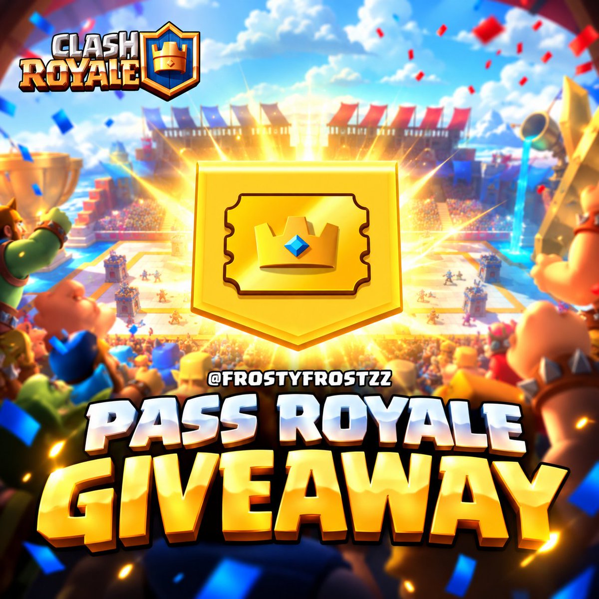 FrostyFrostzz's tweet photo. 🎁 PASS ROYALE GIVEAWAY 🎁 

🎉 Reward: 1x Pass Royale! 

To enter: 
✅️ Follow me
❤️ Like this post
🔄 Repost
🔥 Subscribe to my YouTube (Link: https://t.co/NAoFuaflmk ) 
💬 Reply with a screenshot showing you're subscribed 

⏳️ Ends in 7 days! 

Good luck everyone! 🍀 
#SupercellPartner #ClashRoyale