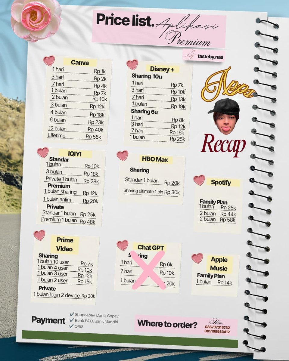 tastebynaa's tweet photo. Pagi gusy apk premiumnya readyy ya, cus langsung ke wa😽💌

❗️NOTE❗️
- CUMAN RESSELLER, jadi ak harus nanya stok apk premiumnya dulu masih atau tidak jadi agak slowresp
#zonauang #zonajajan #wtb https://t.co/RzM7QSX3sD
