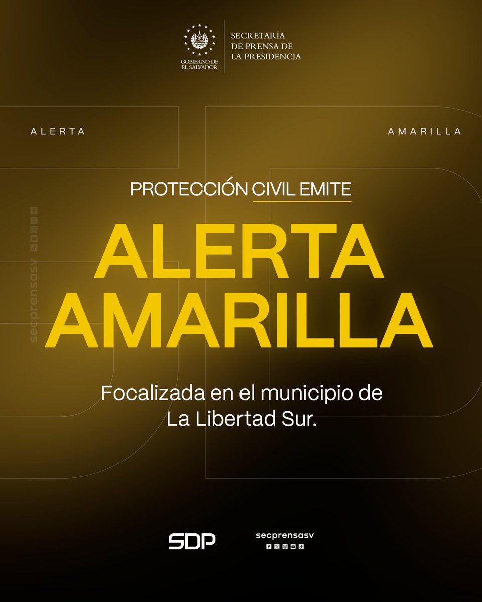 SecPrensaSV's tweet photo. El Gobierno del Presidente @nayibbukele emitió alerta amarilla focalizada en el municipio de La Libertad Sur, ante el deslizamiento de tierra y flujo de lodos en terreno colindante al Centro Escolar Lamatepec, en el distrito de Santa Tecla. https://t.co/4EKpVSh3Up