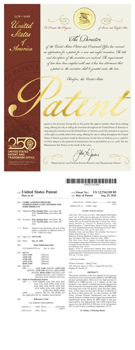 DisruptivEating's tweet photo. Happy to share our US patent -12714128 B2 granted almost after 10 years. Our transition to food/ag tech company is complete. What a journey from Michigan farmers' markets to 200+ US grocery stores to finally a tech company to transform the global food industry. #DisruptiveEating https://t.co/SIS1qXzUA4