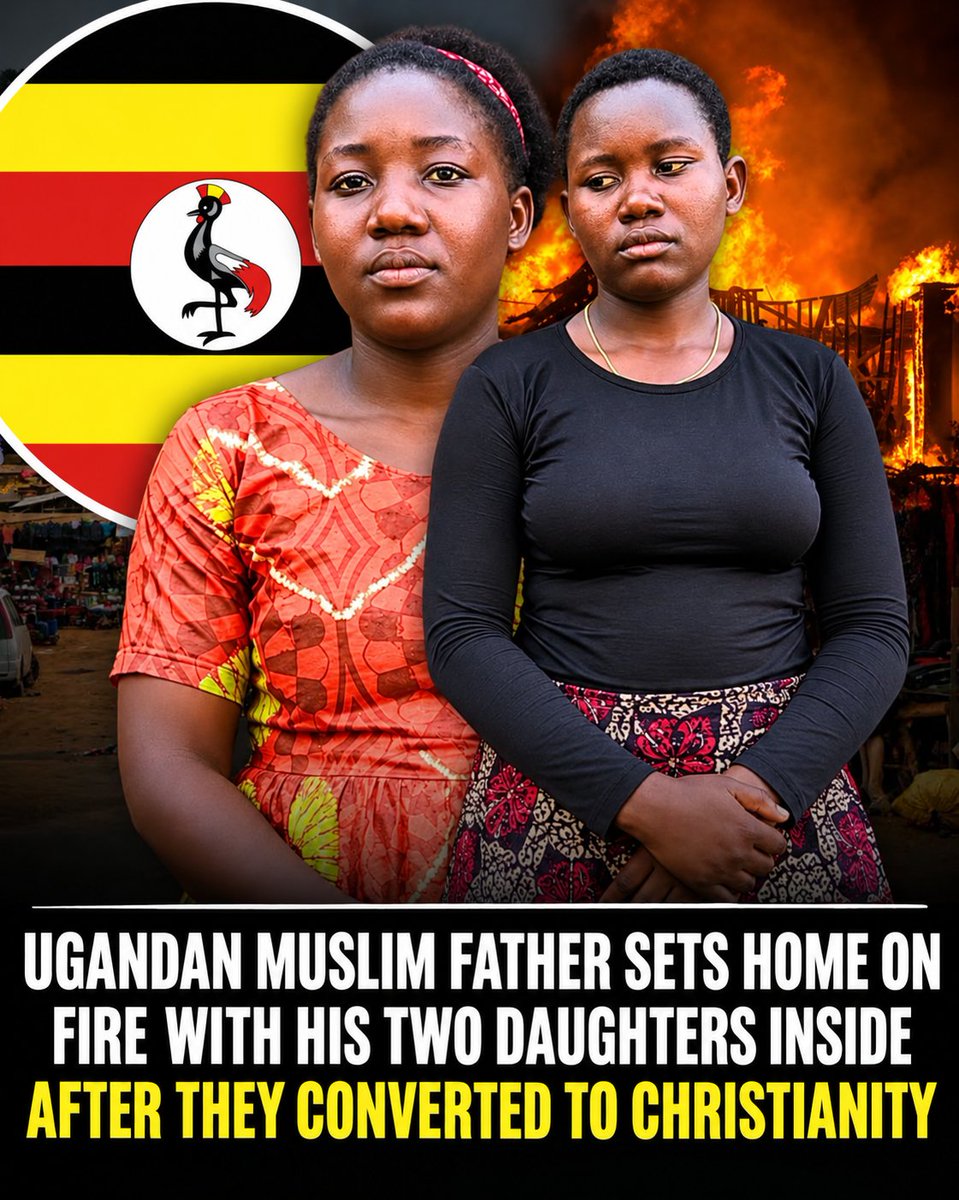 TevinMacharia's tweet photo. 🇺🇬 Two teenage sisters, Amina and Shamila, in western Uganda narrowly escaped their burning home after their Muslim father, Muhamud, doused the building with fuel and set it ablaze while they slept, less than two weeks after they converted from Islam to Christianity.

Muhamud had previously told his daughters he would act “to fulfill Islamic law since they had rejected Islam” by becoming Christians. The girls said they awoke surrounded by flames and realized their lives were in immediate danger.

With the normal exit inaccessible, the sisters said they removed bricks from a wall, created a hole, and escaped through it. The fire destroyed almost everything they owned, including their mattresses, clothes, and other belongings. Christian neighbors subsequently came to their aid and alerted local leaders.

“The fire consumed our shelter but did not consume our faith and hope in Jesus Christ,” Amina said afterward.