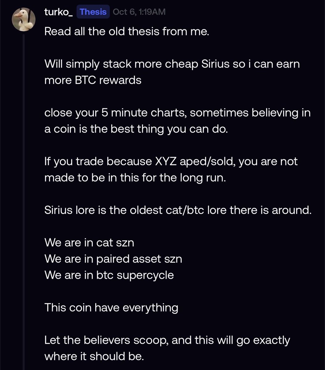notTURKO's tweet photo. Simple as.

Coin is not about person XYZ

Study the lore.

https://t.co/YBsEFM45Wz

Makes perfect sense to be THE btc runner on

6HEDwKSR1UpV8dJW7sVjFQoh2UnXKCZZCWi8uZVgpump

solana:6HEDwKSR1UpV8dJW7sVjFQoh2UnXKCZZCWi8uZVgpump https://t.co/RS7UOokonC