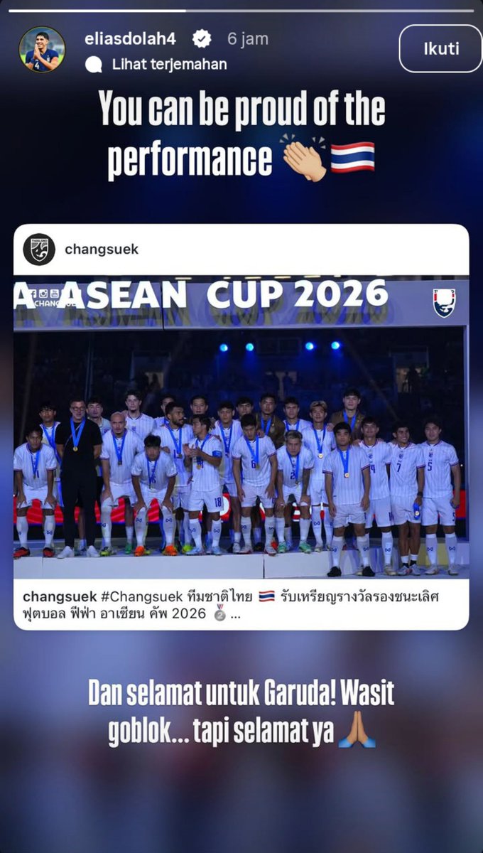 IndosFC's tweet photo. Eks penggawa Timnas Tailan, 🇹🇭Elias Dolah (33/DF) melalui instagram pribadinya 😅😅😅😅

Sebagai pengingat nama Elias Dolah pernah bermain di Indonesia bersama BALI UNITED. https://t.co/hSCFkBLYqo