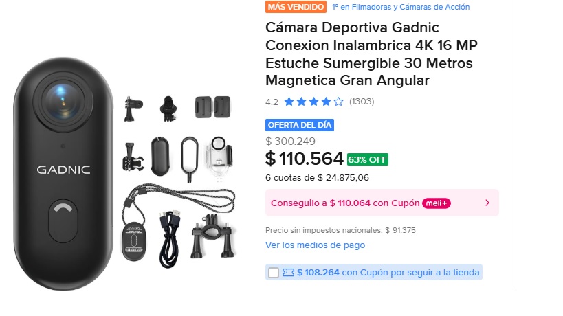 Myoferts's tweet photo. La Cámara Deportiva Gadnic 4K es magnética, ultra compacta y graba en gran angular con 16 MP. Además, incluye estuche sumergible hasta 30 metros y kit de accesorios. 📸✨
🔥 ¡63% de DESCUENTO directo! https://t.co/1qShrjZrLa