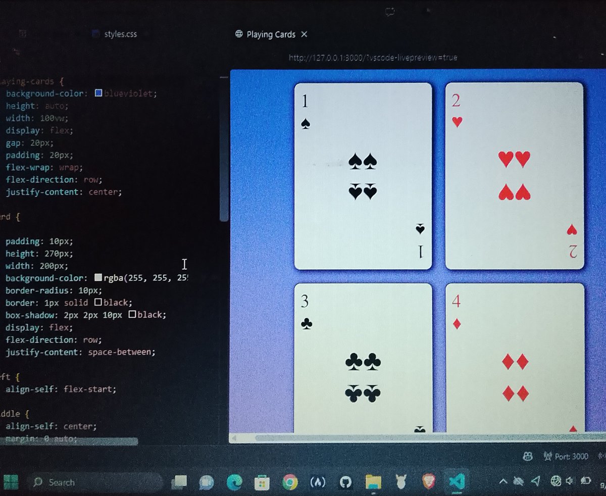 devjoe001's tweet photo. Learnt CSS Flex box today, now I remade my cards but made them responsive

#webdev https://t.co/50GtsMYFlf