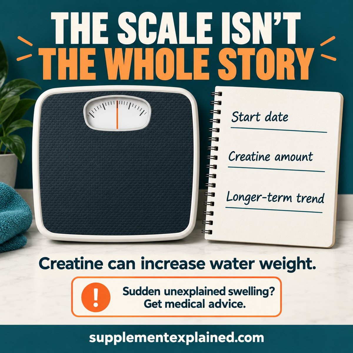 SupplementIndex's tweet photo. One weigh-in after starting creatine tells you a number, not a diagnosis.

Food, training and water changes can complicate the story. Here's the tiny diary worth keeping. ↓ 1/3 https://t.co/YhmxwEYp0X