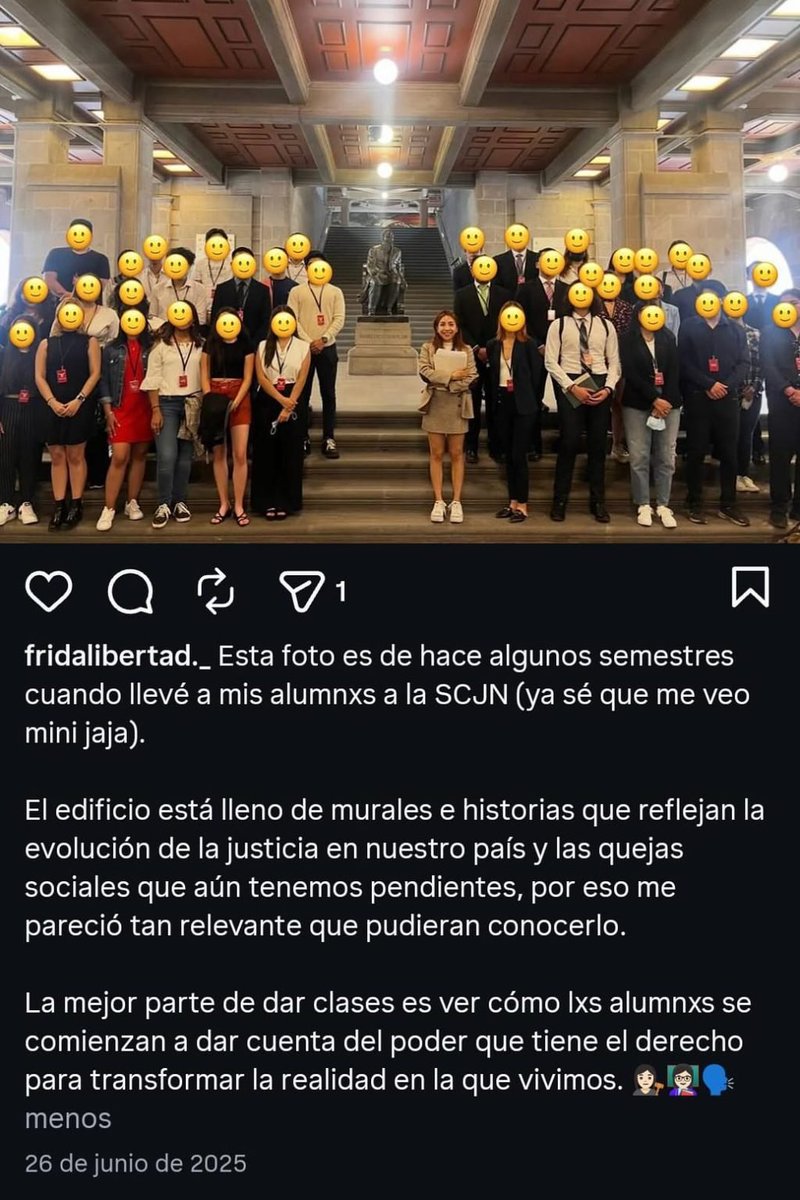 emeequis's tweet photo. Apenas tiene 27 años, pero acumula un largo currículum a la sombra de la 4T, puestos y contratos incluidos. Se trata de Frida Libertad Cruces Damián, hija de Esthela Damián, exconsejera presidencial. Actualmente trabaja en la ponencia del "Ministro Chicharrón". Un texto de @Alatriste_III para EMEEQUIS. 

https://t.co/INf1yGgR3e