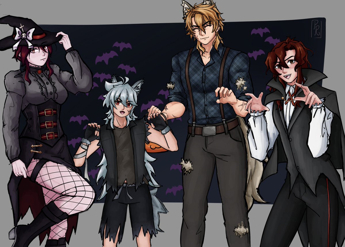 PAWsitivelyRoni's tweet photo. The family for Halloween ๐ฅน
(Once again don't know how to tag familial stuff :''3)
#yumetwt #varka #rosaria #razor https://t.co/RTY9VK540I