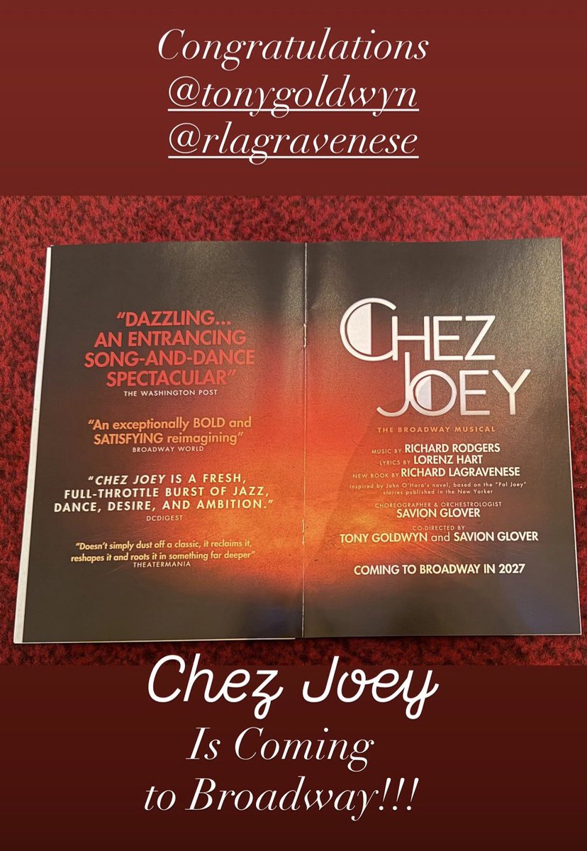 CynthiaLFrybarg's tweet photo. Congratulations Tony Goldwyn and Richard LaGravenese…
#ChezJoey is coming to Broadway!!! https://t.co/qFVajbttDz