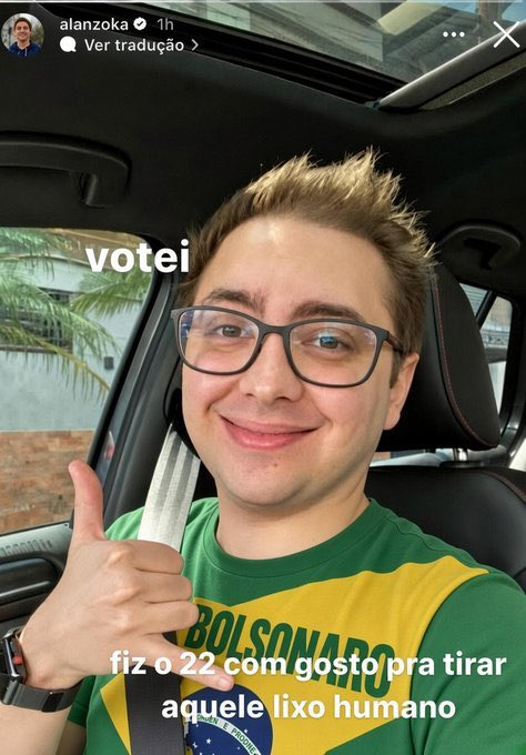 pin_galaxy3te's tweet photo. Enquanto tem streamer fazendo o L, o Alanzoka CRAVOU o 22 na urna, totalmente patriota! https://t.co/5KZuYnBMiM