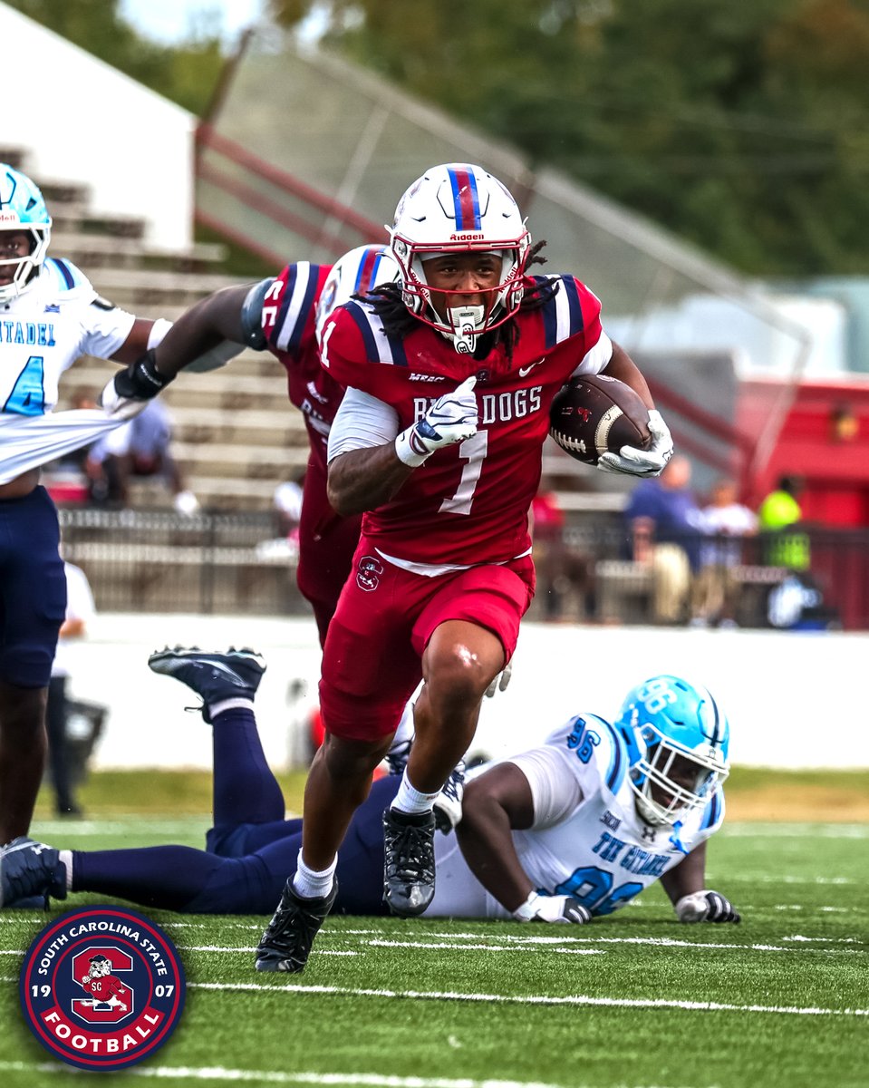SCState_Fb's tweet photo. #GoDogs

🐶 EVERY SNAP. EVERY REP. EVERY OPPORTUNITY. 😤🔥

Views from this week’s battle against The Citadel! 📸

The work doesn’t stop when the clock hits zero. We learn. We grow. We come back HUNGRIER.

Play for the brother beside you.
Take pride in the name across your chest.
Give EVERYTHING you’ve got. 💯

THE STANDARD DEMANDS IT.
THE WORK CONTINUES.

BULLDOGS KEEP CLIMBING! 🔴🔵🐶

@SCStateAthletic @MEACSports @coachberry77 
#PayTheFEE
#DigDEEP
#STATEofMind
#RaiseTheBAR
🔴🔵🐶🏈