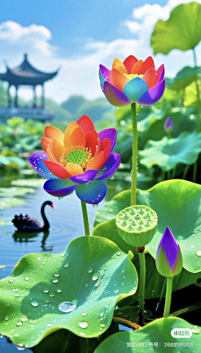 SETI_watching's tweet photo. [When the warm sunset melts into the pond, I sit by the lotuses, not punishing the carefree swans that wander here ~ 当夕阳融入池塘，我坐在荷花旁，不怪罪游到这里的无忧无虑的天鹅] https://t.co/Bd0GI8L0tH