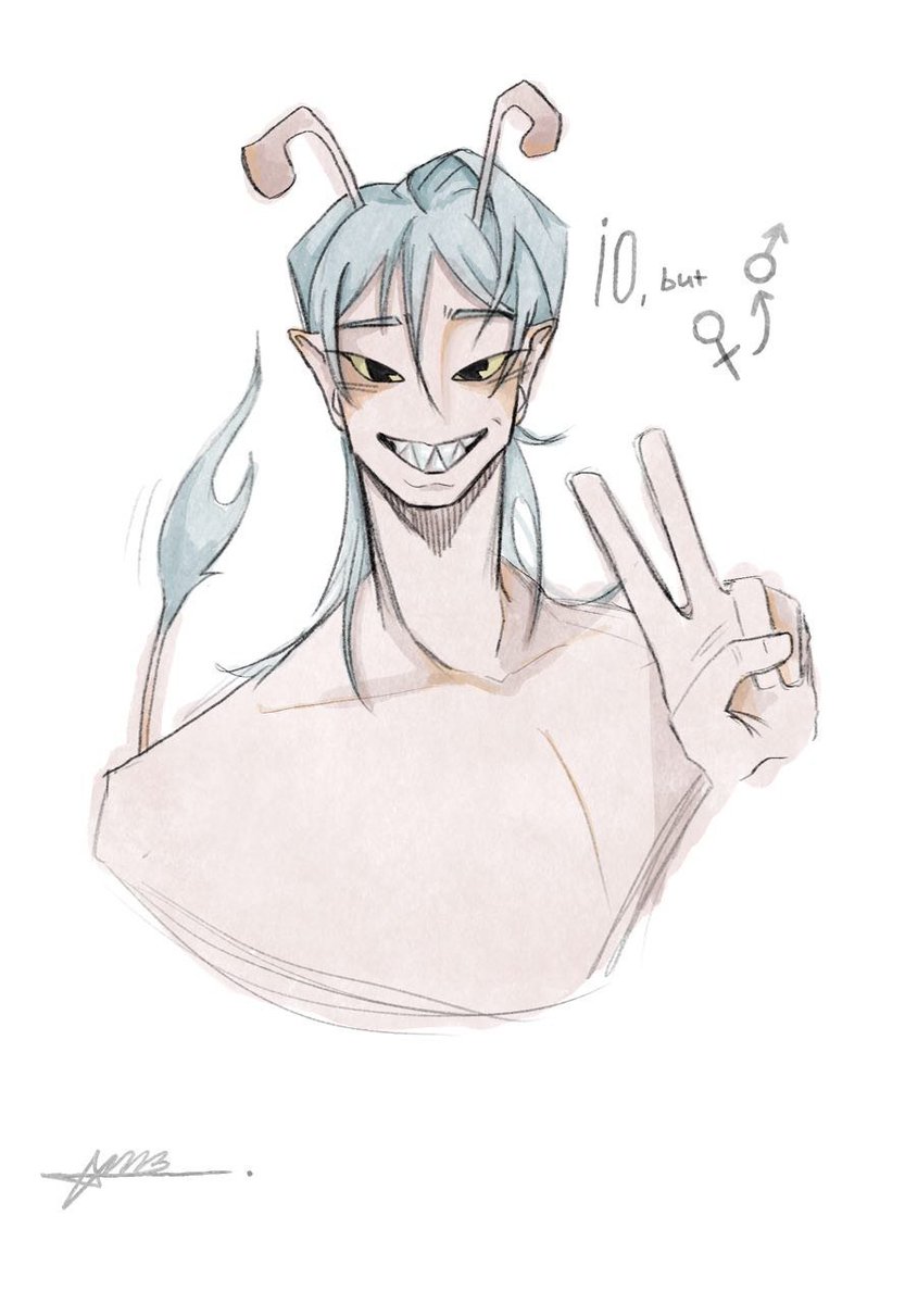 Miminka2809's tweet photo. OC GENDERSWAP!! 

Let me show you my first oc - IO. She is a sweet alien girl who's into fashion.

#OC #art https://t.co/EMooTIORxb