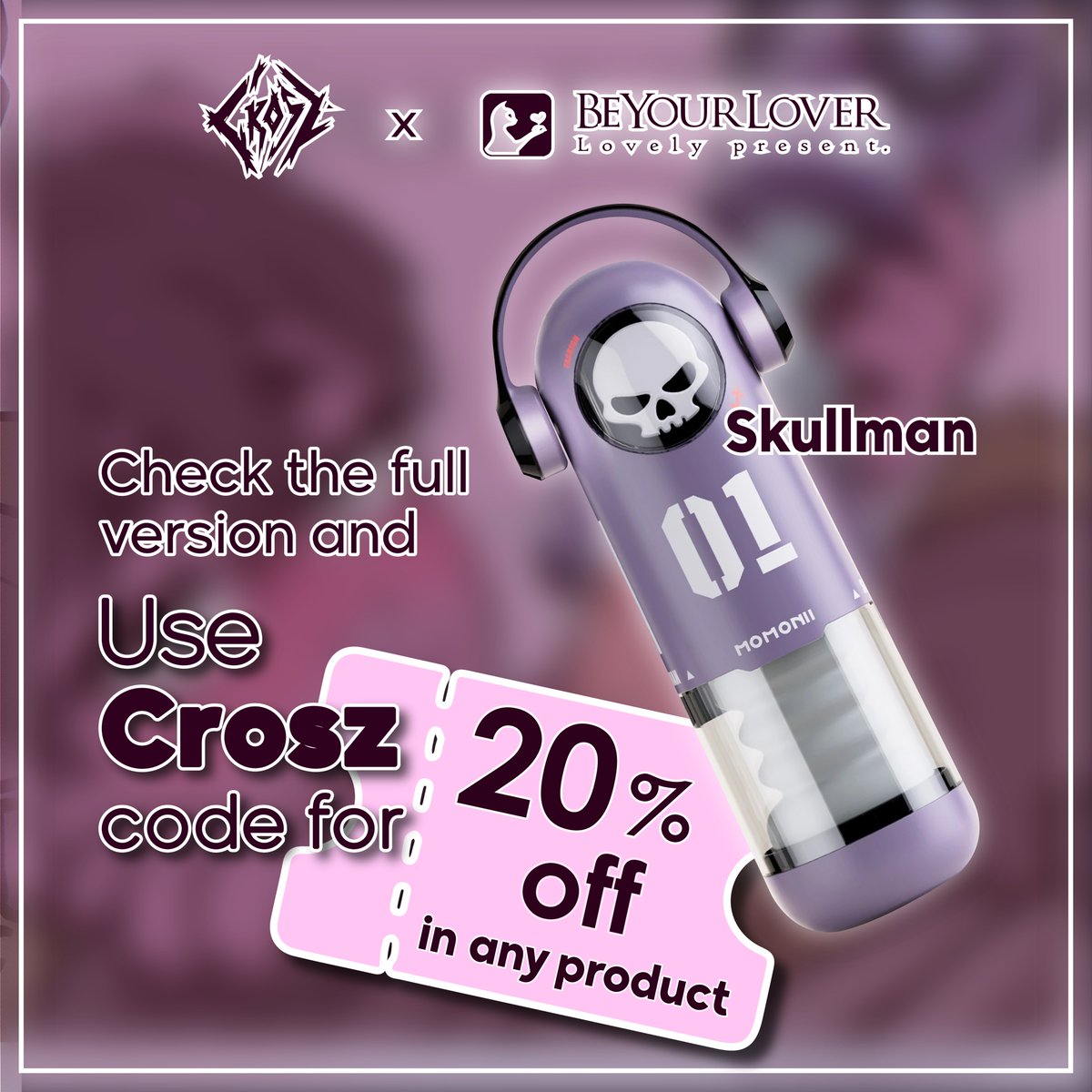 Crosszzart's tweet photo. 💀🖤 Meet SKULLMAN from @beyourlovertoys

🎮🕹 It's also multiplayer! 👀🫶

Discover SKULLMAN and the entire range of official BeYourLover toys and get a discount using my code:
🎟️ Crosz

🔗 or using this link: https://t.co/pZWV7OpqEE

Give yourself permission to enjoy, explore, and share. 🖤✨

#skullman #toy #beyourlover #collaboration #spicy