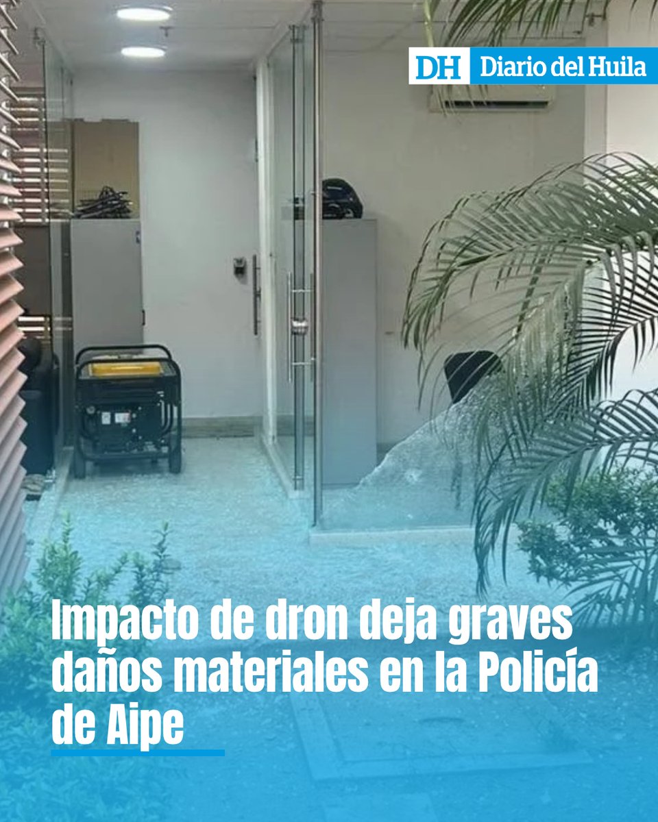 diariodelhuila's tweet photo. Un dron que presuntamente transportaba una carga explosiva impactó este lunes el patio de la Estación de Policía de Aipe y causó daños materiales. 🏢 El hecho ocurrió aproximadamente a las 4:30 de la tarde, de acuerdo con el informe preliminar de la Alcaldía. 🚔 No se reportan personas lesionadas entre los integrantes de la Policía Nacional ni entre habitantes del municipio. Tras conocer la situación, las autoridades establecieron comunicación con la Policía Nacional para conocer la evolución de los hechos y las medidas adoptadas.

El coronel Alex Andrés Muñoz Ausecha, comandante de la Policía Metropolitana de Neiva, señaló que SIPOL consolidará la información oficial. Por ahora no se han establecido responsables, origen ni características definitivas de la carga. ¿Qué información debería conocerse primero sobre los daños ocasionados?

#Aipe #Huila #PolicíaHuila #NorteDelHuila #OrdenPúblico