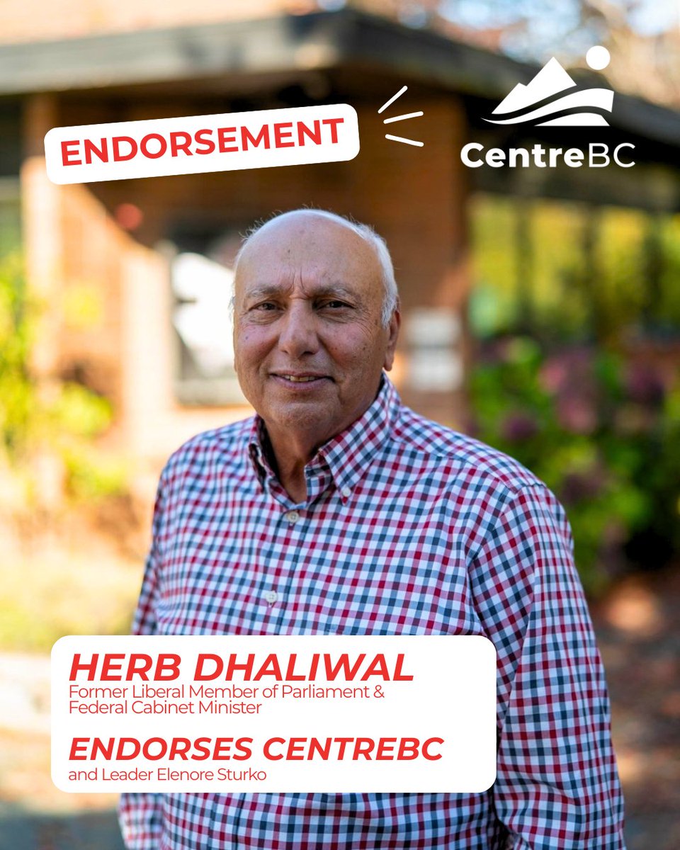 VoteCentreBC's tweet photo. We’re pleased to announce that former Liberal MP and federal cabinet minister Herb Dhaliwal is endorsing CentreBC and Leader Elenore Sturko.

Thank you, Herb, for your confidence, encouragement and support.

#CentreBC #BCPoli https://t.co/KyeneGnyez