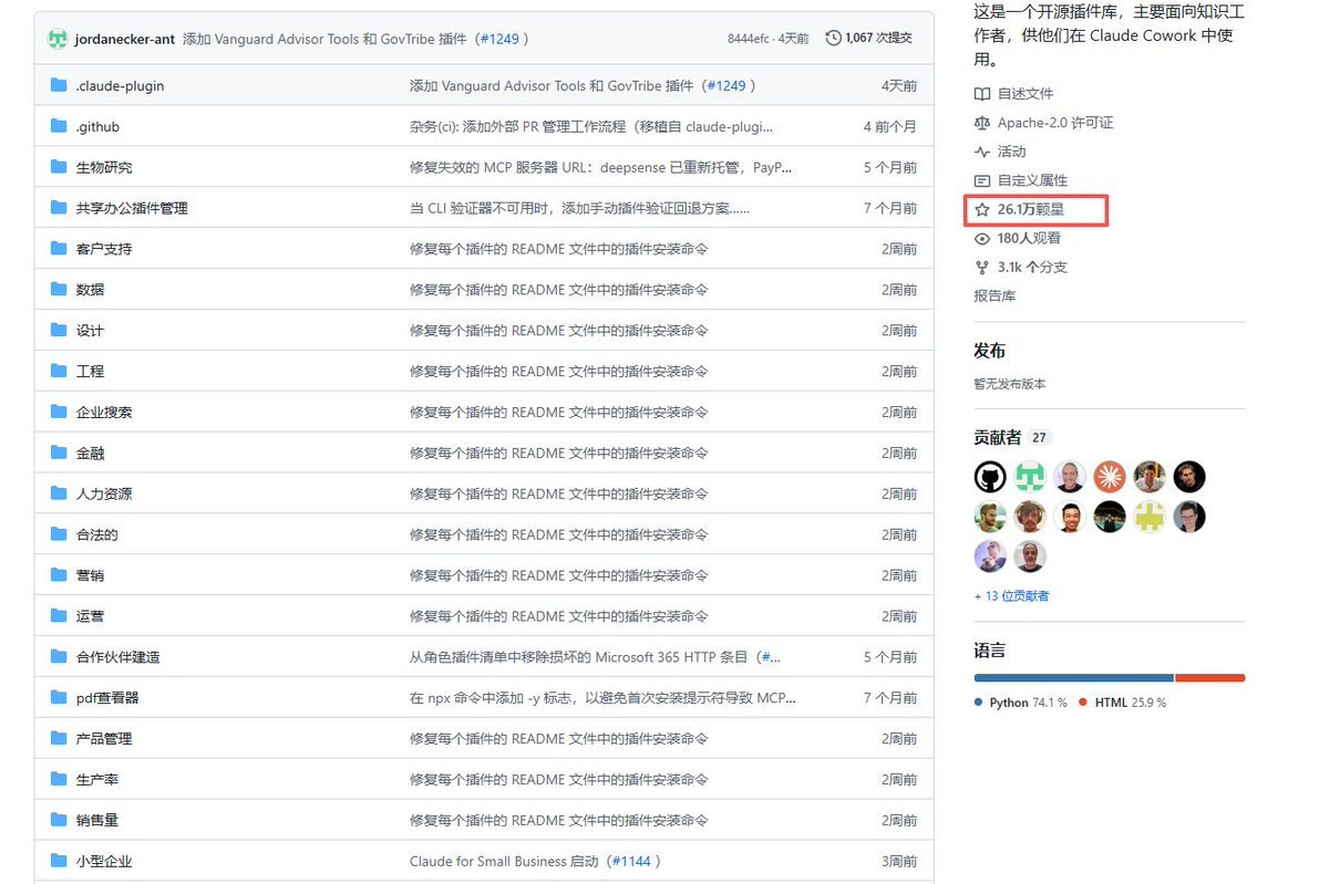 denziideng's tweet photo. 说一个暴论：

2026 年，“岗位经验”首次被官方开源了。

Anthropic 放出 11 个岗位插件（GitHub 26k+ star）：

销售、法务、财务、产品、市场、客服、数据……

每个都是“这个岗位怎么干活”的完整知识库，

附赠全套工具连接器，开源免费。

有人高兴：终于不用踩坑了，插件一装就是半个专家。

有人脊背发凉：我最值钱的岗位 knowhow，被写成了 Markdown。����

以前一个人吃饭的本事 = 别人不知道你知道什么；

现在 Claude 装个插件就知道了，还 24 小时在线。

想想吧，你的岗位经验，还能撑几年？🤔👇 

🔗 https://t.co/IwFqlYklMV

最后，你的岗位被点名了吗？评论区报职业，我看看谁该慌😂

#AI #职场 #裁员