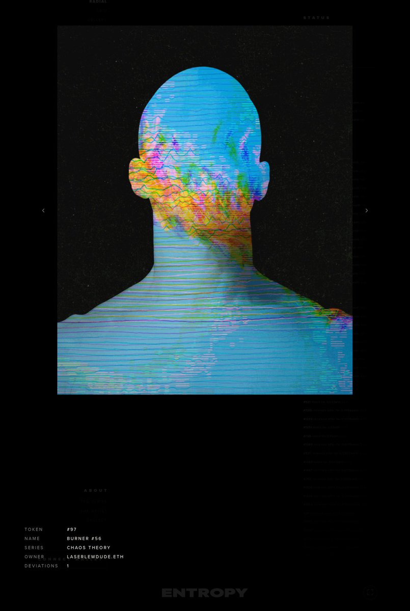 AndrewKing89143's tweet photo. Chaos Theory: Noise, Signal, Pixel 

One figure, three more ways to come apart.

The Entropy Series keeps the silhouette steady and lets everything inside it break down. This set swings from dense static to bright, blocky color.

Breaker #15
A storm of blue, purple and green pixels floods the background while jagged teal waveforms and pink scanlines climb through the body. It's the busiest piece here, as if the signal is being drawn and erased at once, and the figure is barely holding its shape.

Burner #56
A calm cyan body is crossed by fine horizontal lines, with a burst of orange, pink and green erupting at the jaw and neck. It reads like a seismograph or a heartbeat monitor, with the face being read and overwritten in real time.

Fader #33
Against a flat, saturated red, the head and shoulders turn into soft mosaic blocks of cyan, lime and pink. It's a low-resolution portrait, and it looks like a face caught mid-buffer, equal parts playful and unsettling.

Chaos, data and pixels are three different answers to the same question: what does identity look like when the resolution drops?

Which one would you collect?