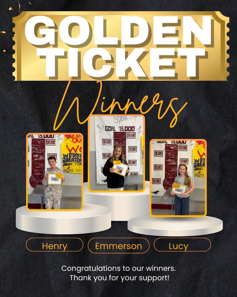 MuirColts's tweet photo. Congrats to our Golden Ticket winners! Our fundraiser wraps up tomorrow with a grand total and announcement of the winning seminar class. https://t.co/V4EzmH2POS