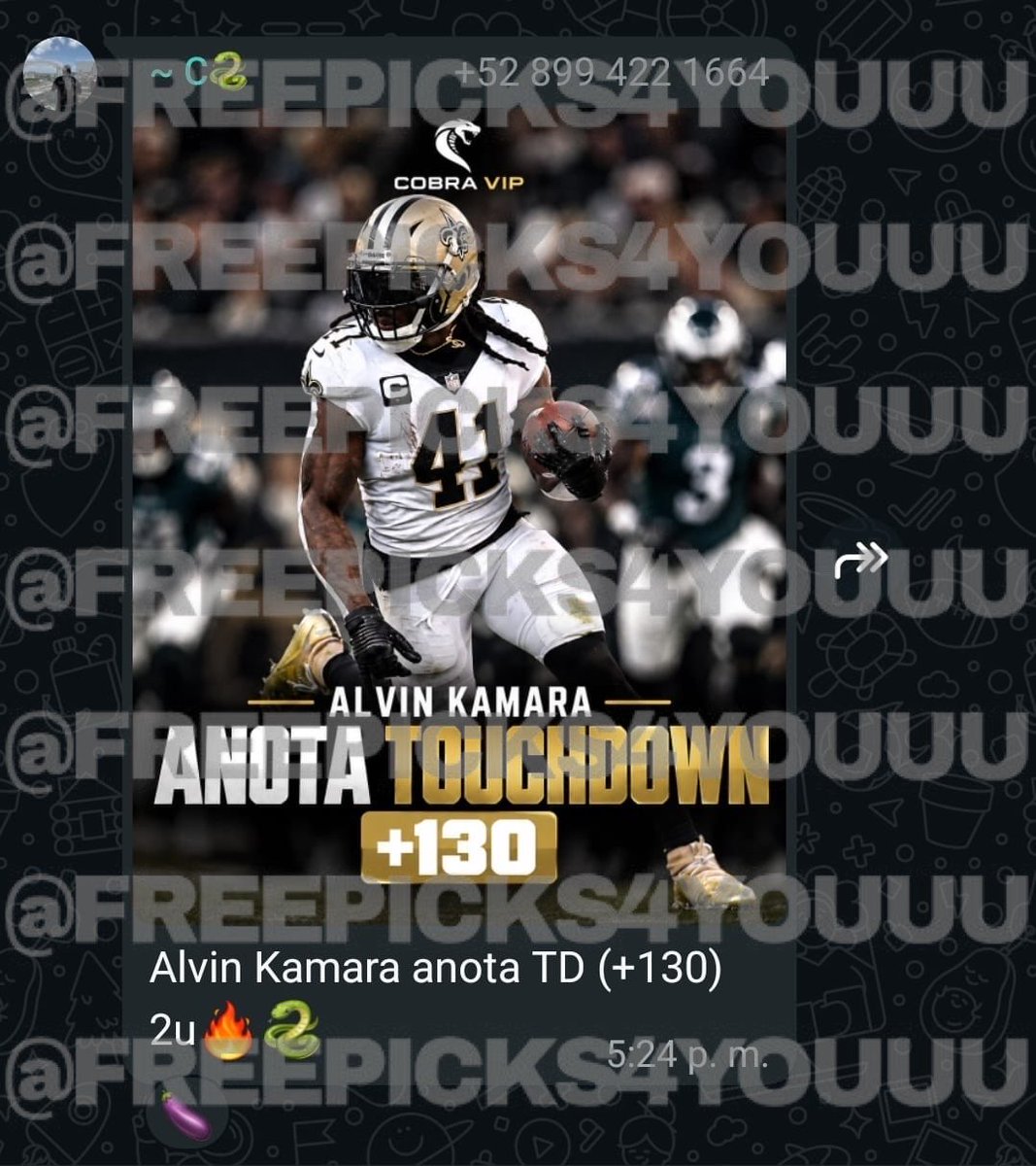 Freepicks4youu's tweet photo. Cobra VIP 🐍🔥 JUGADA FUERTE NFL https://t.co/0V5PPD267O