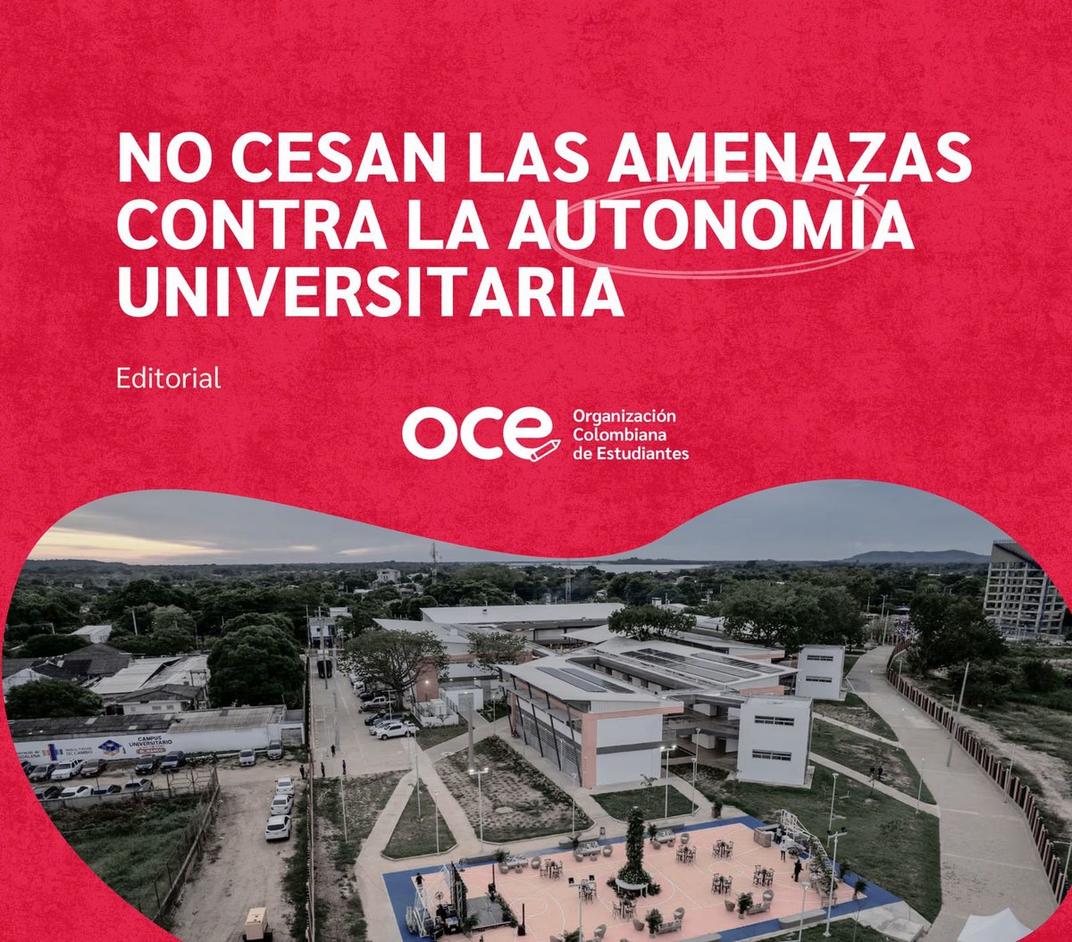OCEcolombia's tweet photo. 🚨 Comunicado

"Las acusaciones del presidente Abelardo de La Espriella contra Jairo Torres, rector de la Universidad de Córdoba y presidente del Sistema Universitario Estatal, lesionan la autonomía universitaria".

Más info aquí: ⬇️ 

https://t.co/ud5y1xnNUP https://t.co/vOUYkdkHWU