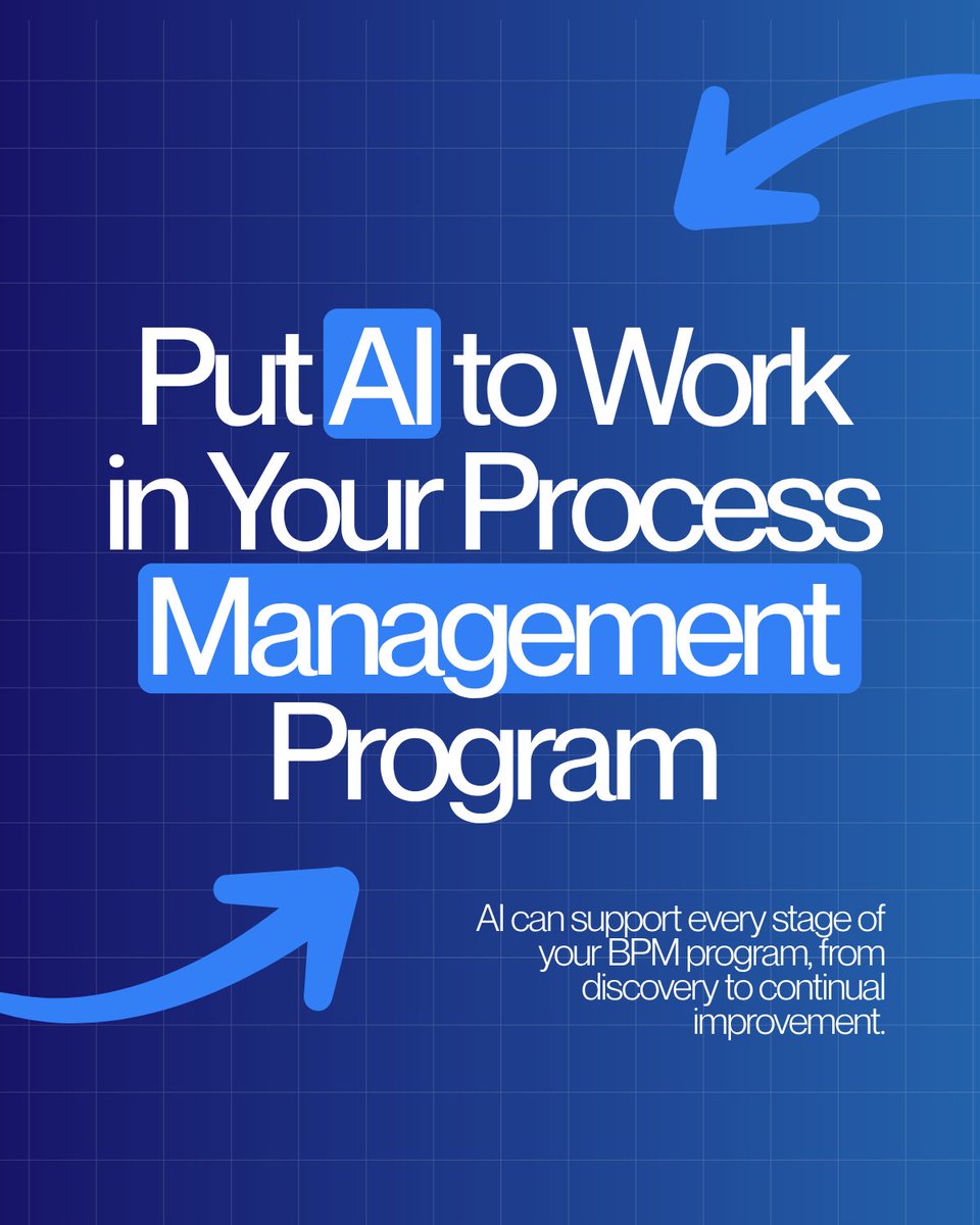 GoNavvia's tweet photo. 5 ways AI strengthens your BPM program ⬇️

 1️⃣ Discovery: process mining &amp; NLP
 2️⃣ Mapping: auto-drawn, current maps
 3️⃣ Automation: bots for repetitive tasks
 4️⃣ Management: monitoring &amp; early alerts
 5️⃣ Improvement: predictive modeling &amp; root cause analysis https://t.co/Evv6cyyOHd