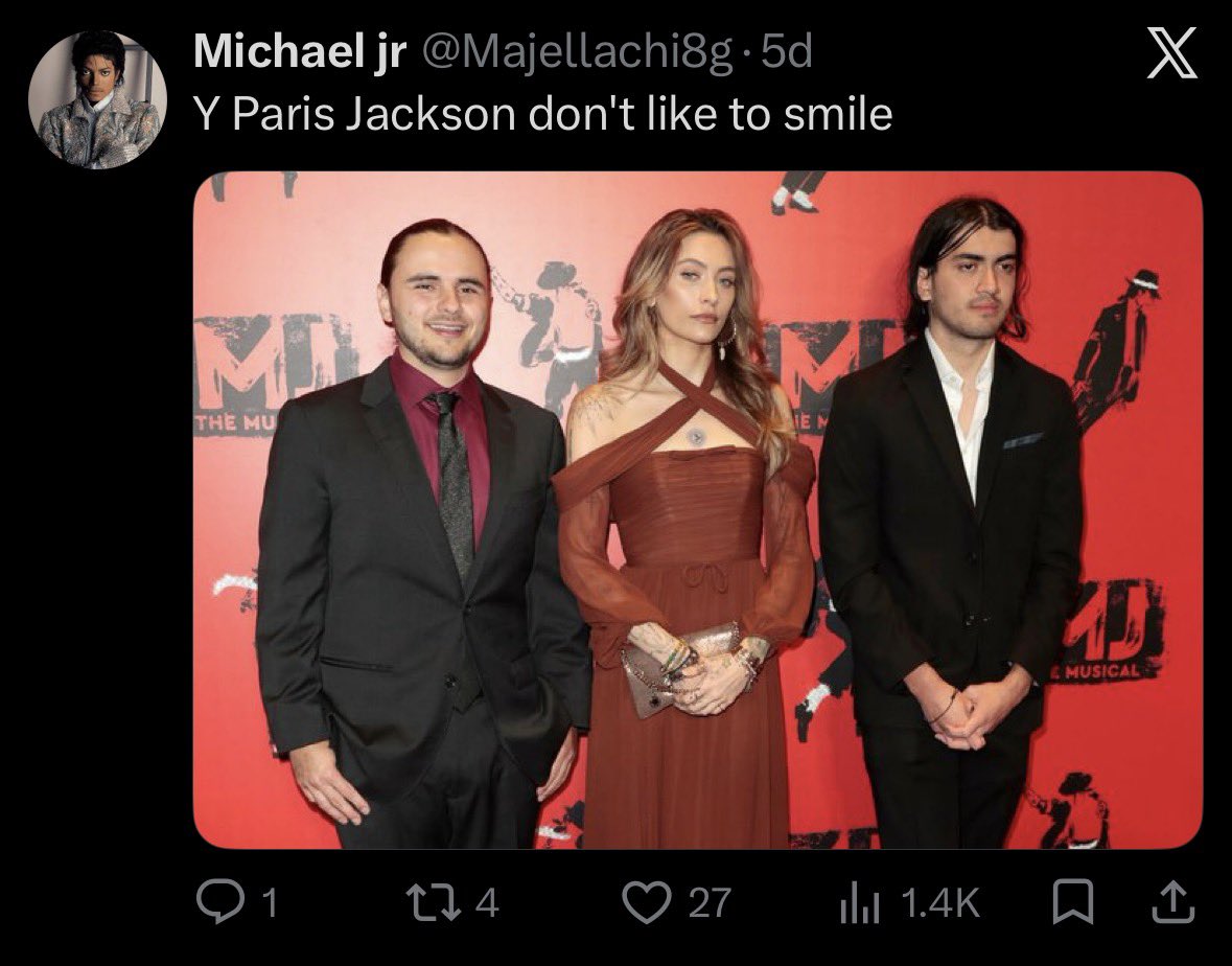 bensoffthewall's tweet photo. this person is tweeting some veryyy weird stuff &amp; creating completely untrue rumors and spreading misinformation about paris &amp; michael. they also post ai photos. i have quite a few oomfs following them so please be aware that this acc is very sketchy &amp; weird https://t.co/CyXBECZ74z