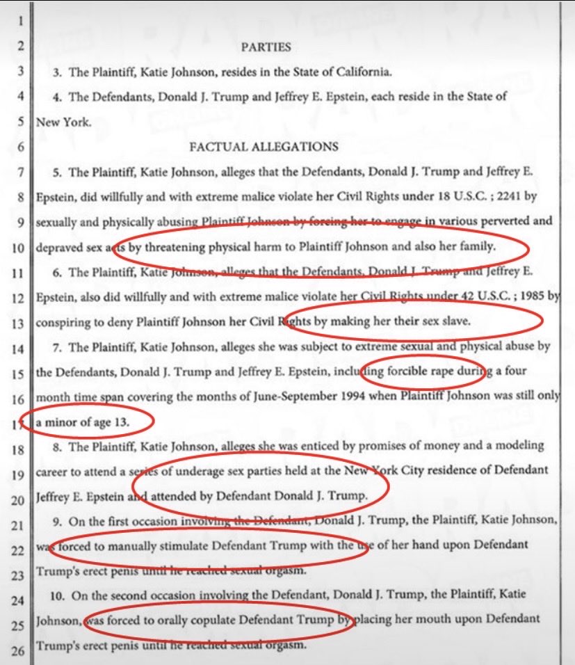 commons96055467's tweet photo. Katie Johnson was a 13 year old blond, blue eyes California girl, when trump and Epstein raped her. In 1993 she sat through a deposition and identified trump as the rapist. Then, she was threatened with her life by trump and Epstein. She went dark after that. MAGA tells you it’s fake story. Read this part of the deposition. She is not the only one trump has done that to. Shascha Riley is the boy, now a veteran, who trump raped him too. Read his account here too.